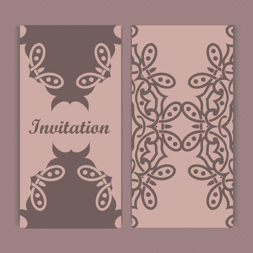 conception de carte d'invitation de mandala. conception de modèle de carte florale. carte d'invitation de date ornée. vecteur