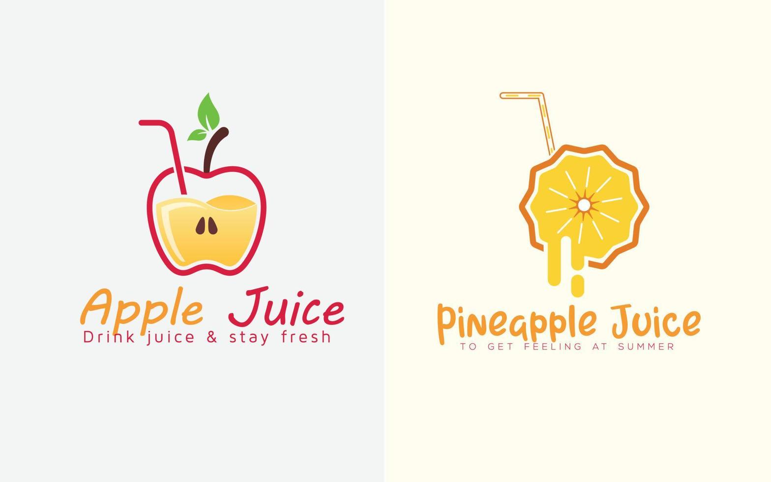 vecteur de conception de logo de jus de fruits, ananas buvant du jus avec du verre
