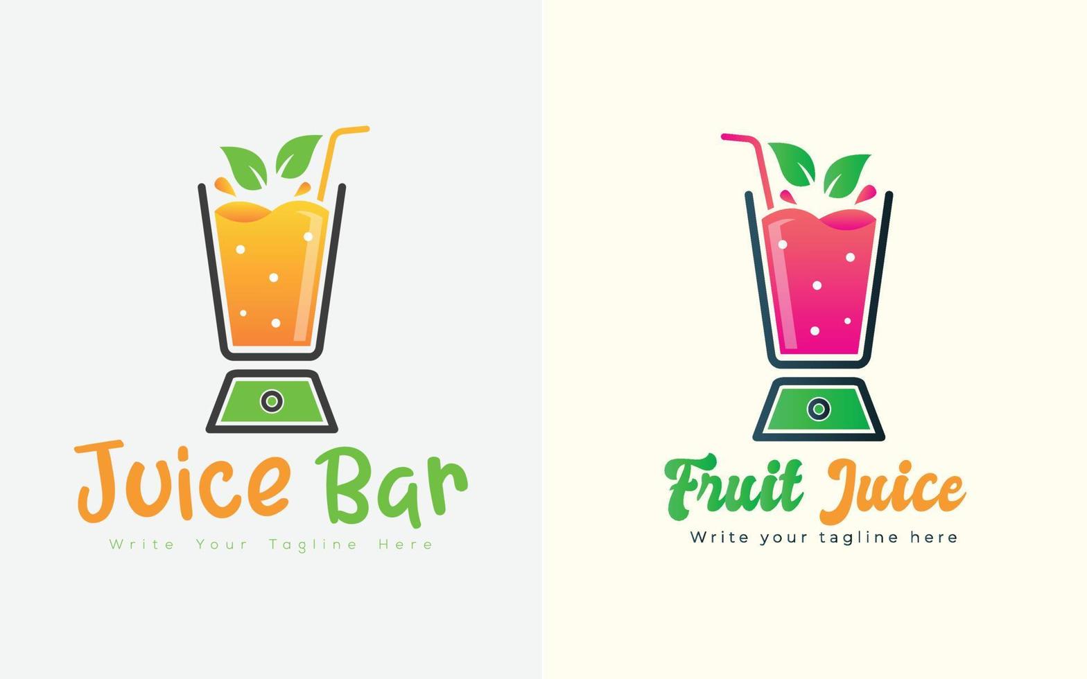 logo vectoriel de mélangeur de jus de fruits, concept de bar à jus