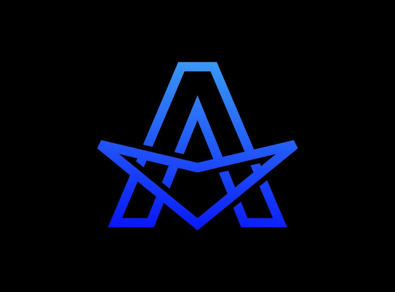 contour simple lettre bleue un modèle de conception de logo étoile. adapté au logo de marque. vecteur