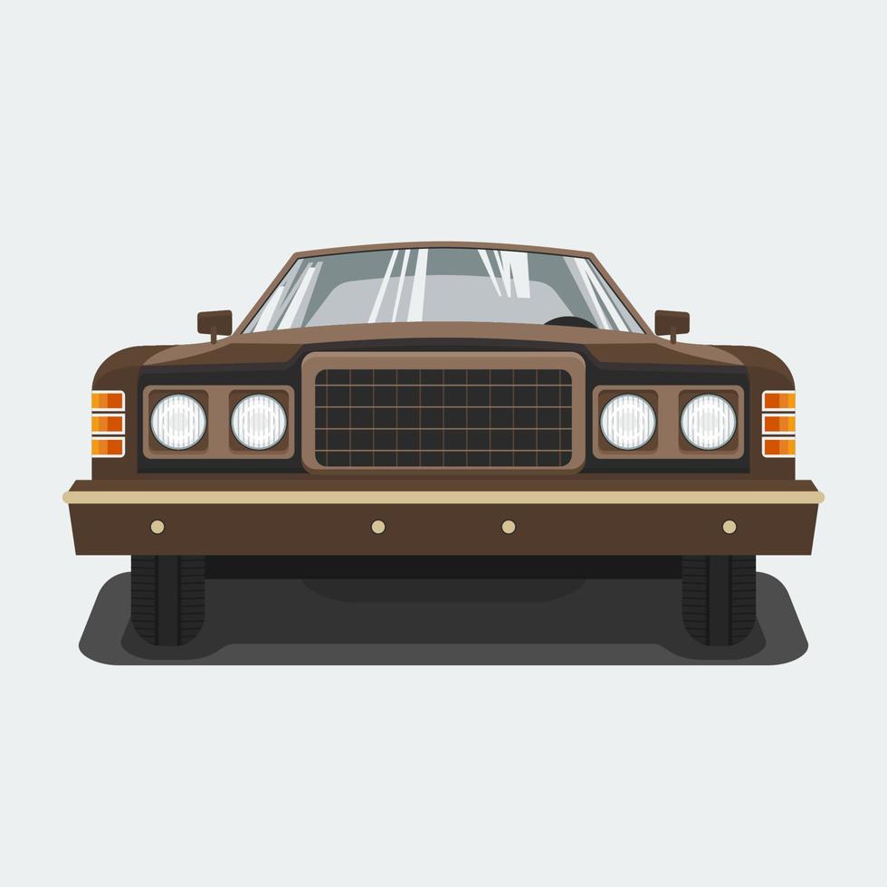 illustration vectorielle de voiture classique marron vue de face modifiable pour la conception liée au transport ou aux loisirs vecteur