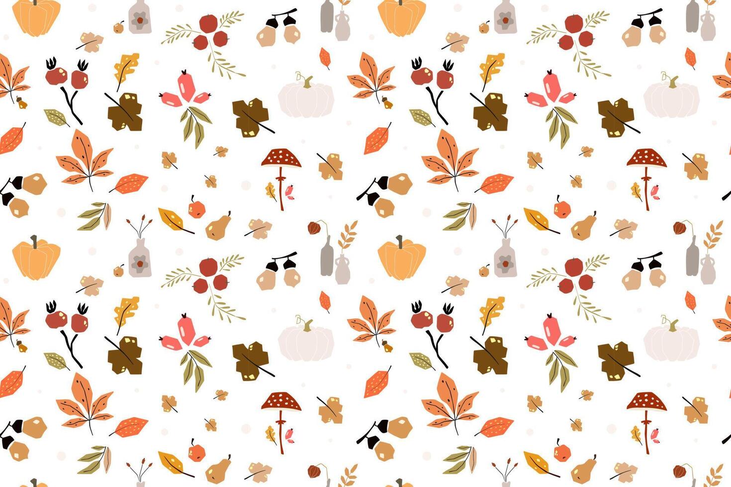 modèle sans couture avec des glands et des feuilles de chêne d'automne en orange, beige, marron et jaune. parfait pour le papier peint, le papier cadeau, les motifs de remplissage, l'arrière-plan de la page Web, les cartes de voeux d'automne. vecteur