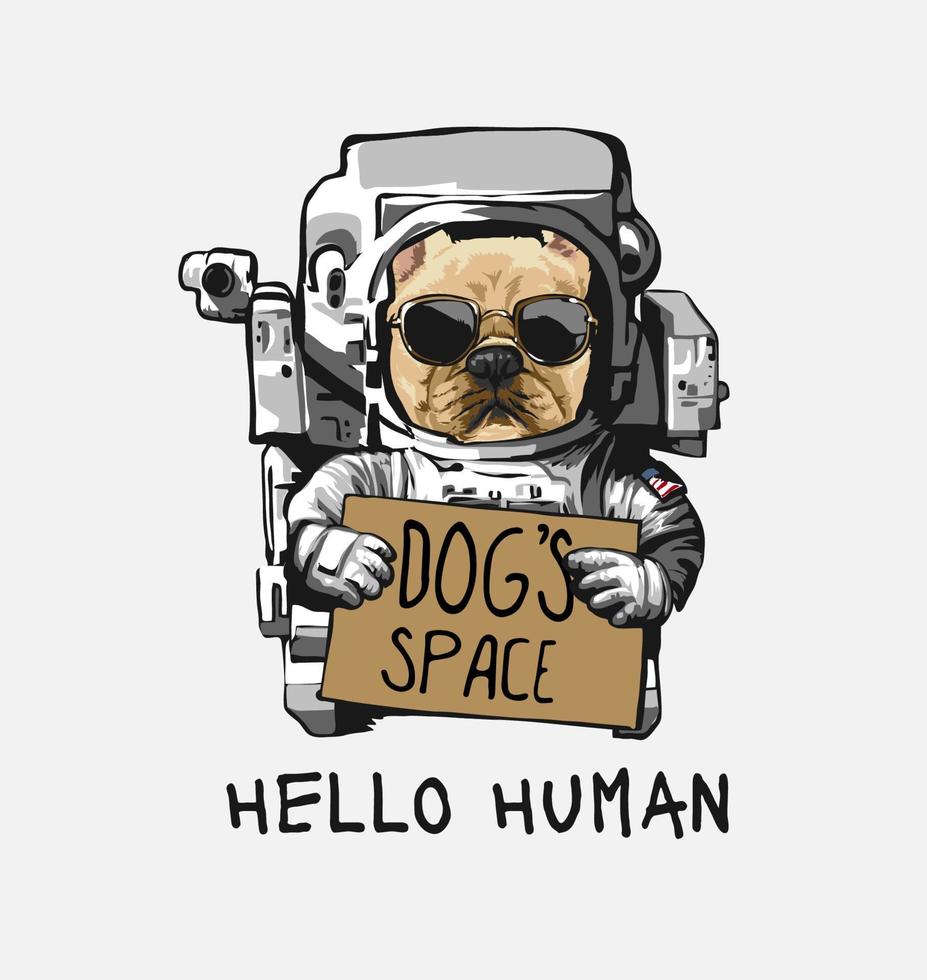 chien drôle en illustration de costume d'astronaute vecteur