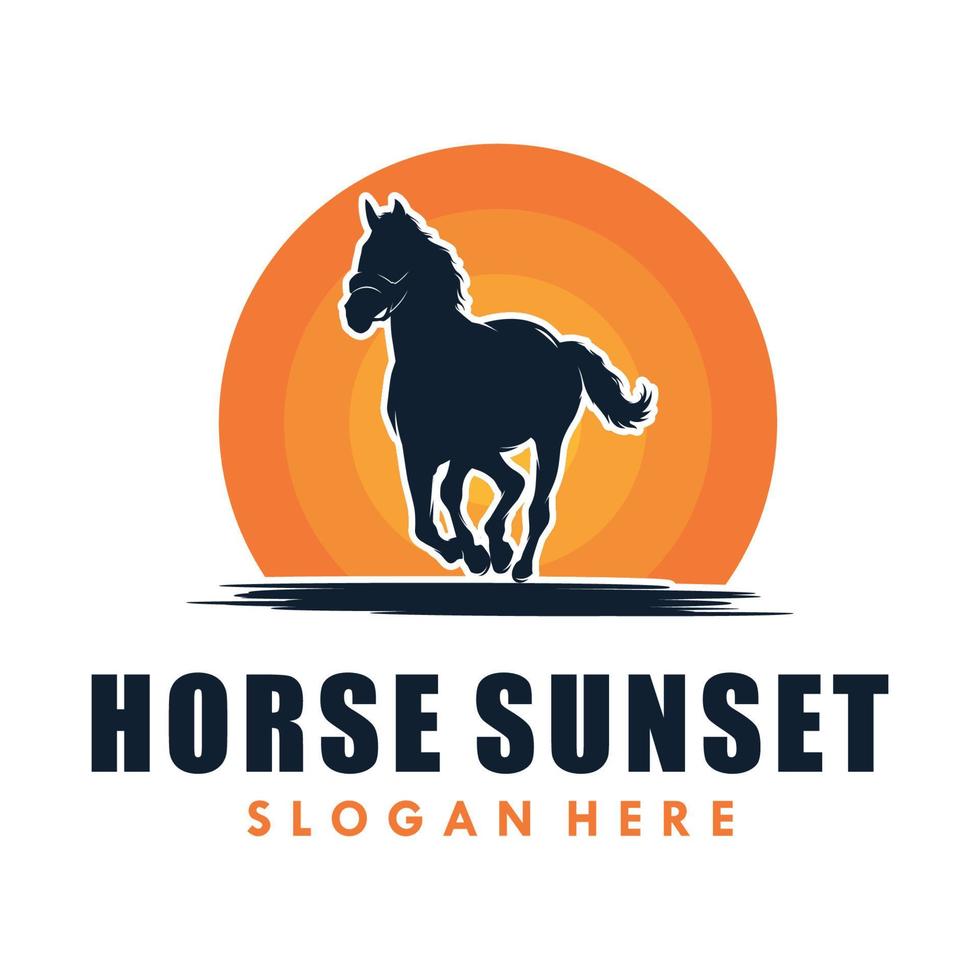 modèle de logo de coucher de soleil de cheval conception d'illustration vectorielle vecteur