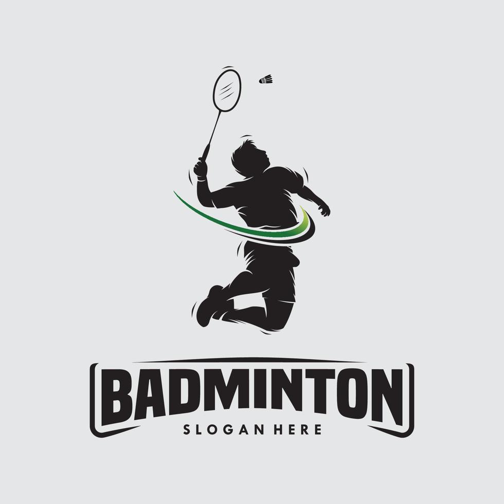 saut smash badminton silhouette création de logo vecteur