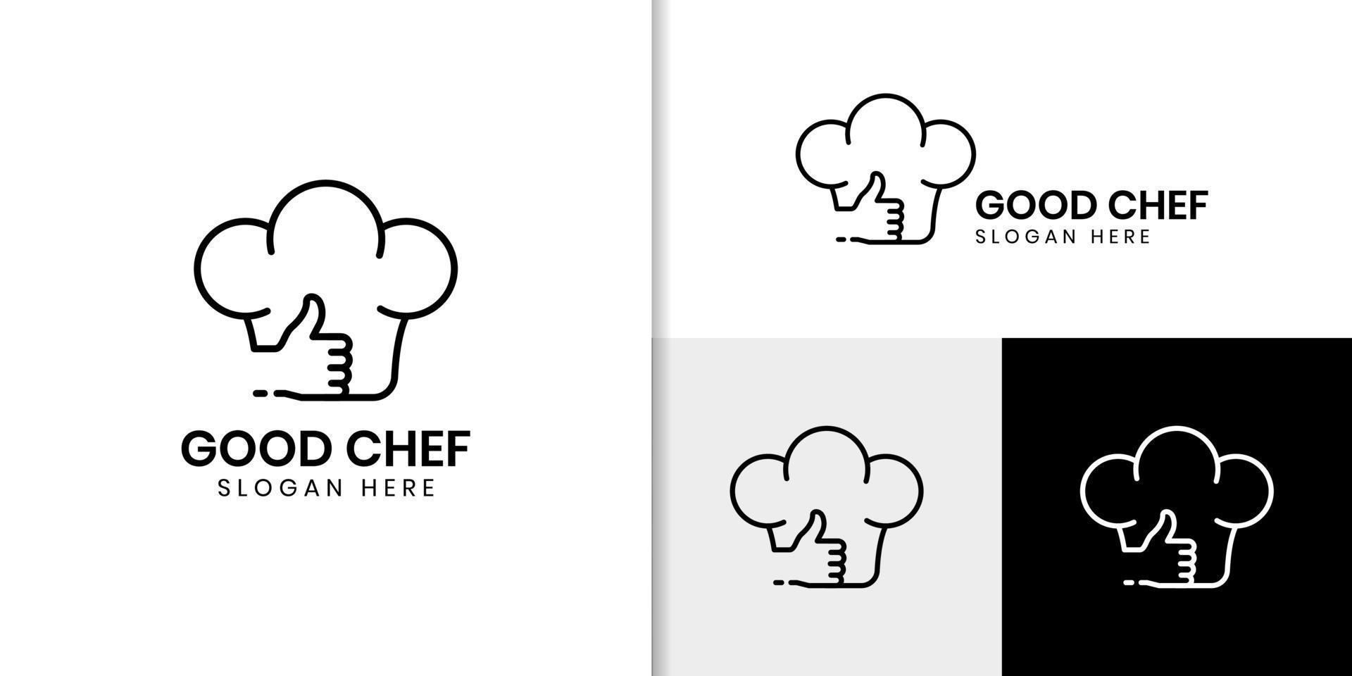 bonne nourriture et bon chef restaurant logo design vecteur icône symbole