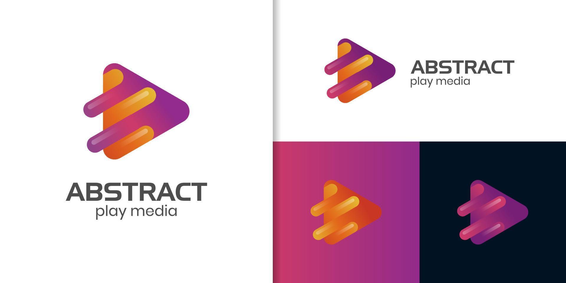 création de logo de jeu multimédia coloré. bouton de lecture symbole de forme d'icône vectorielle pour les médias de technologie moderne vecteur