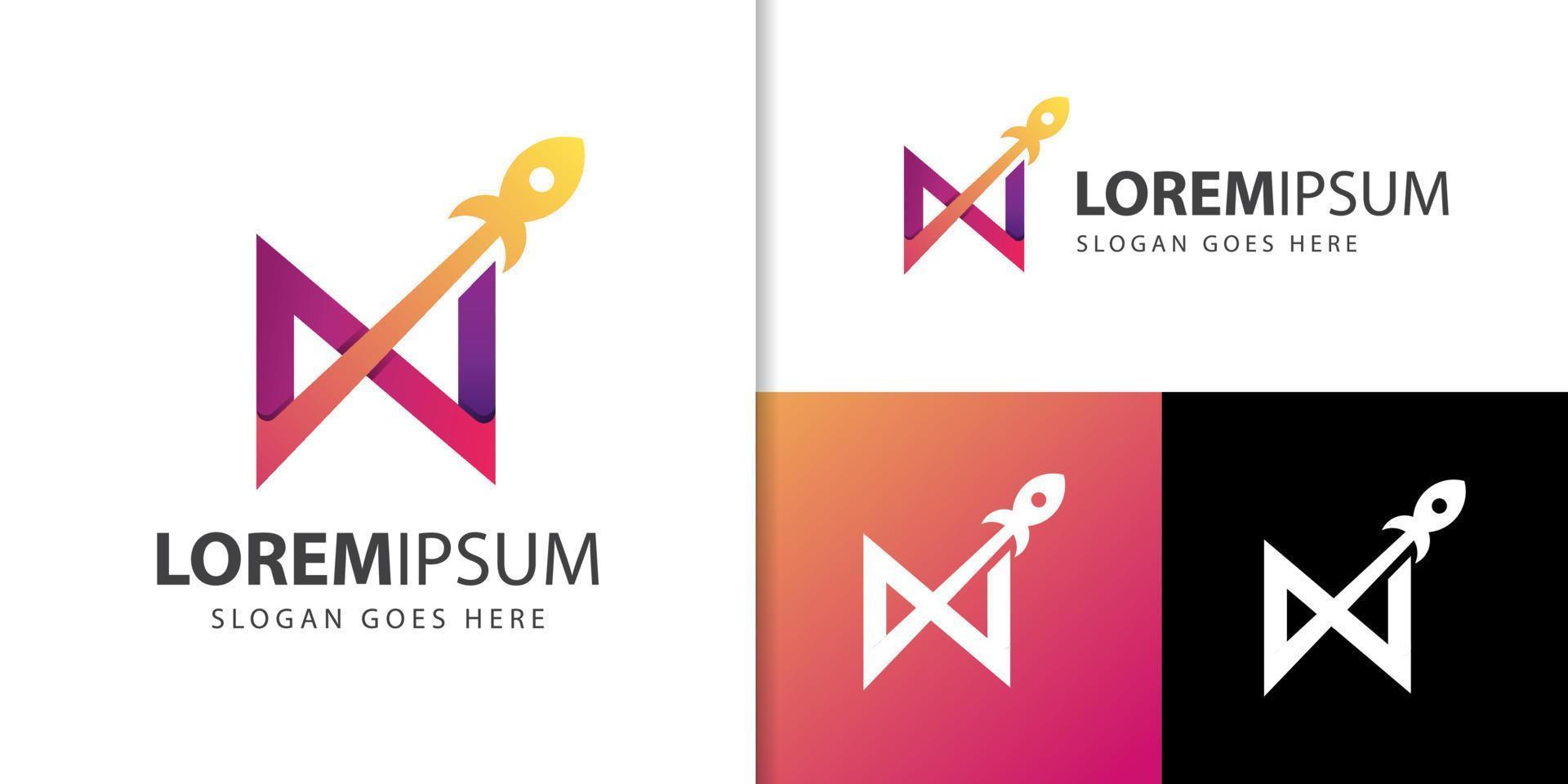 logo de fusée de lancement géométrique à l'infini, modèle de logo de lancement de fusée pour la conception d'icône de symbole de technologie d'entreprise vecteur