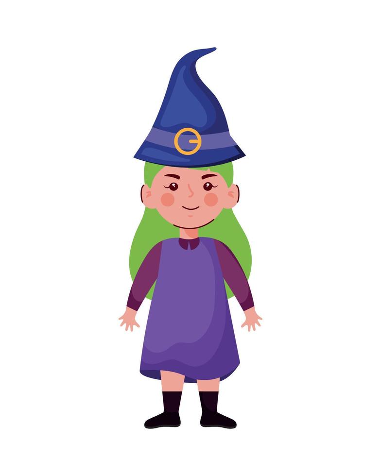 fille portant un costume de sorcière vecteur