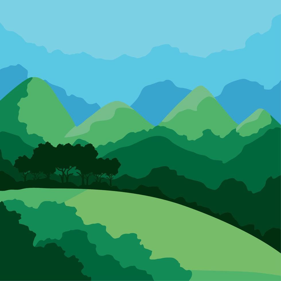 paysage avec des montagnes vertes vecteur