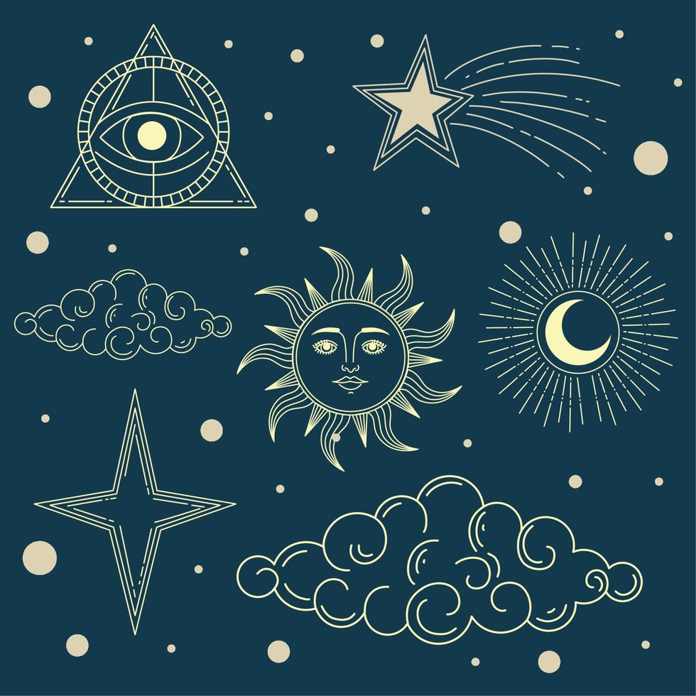 ciel d'astrologie avec symboles vecteur