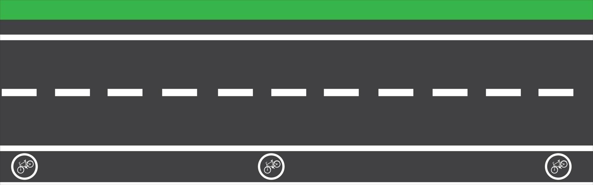 vue arrière du cycliste faisant du vélo sur la piste cyclable. route de la ville avec piste cyclable dédiée et feux de circulation. vue rapprochée. modèle d'illustration vectorielle plane. vecteur