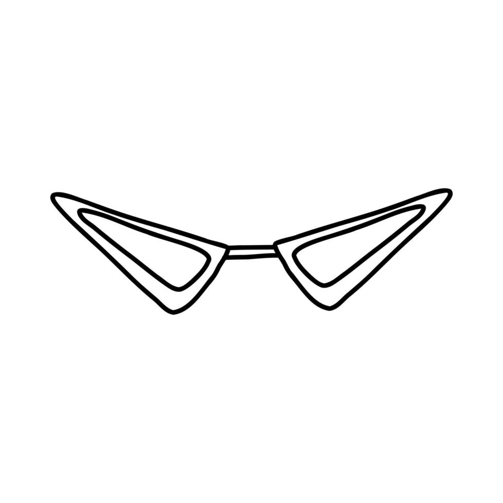 verres de griffonnage dessinés à la main. illustration de croquis de vecteur de lunettes de contour noir, icône linéaire, lunettes de soleil pour impression, coloriage, conception, logo.