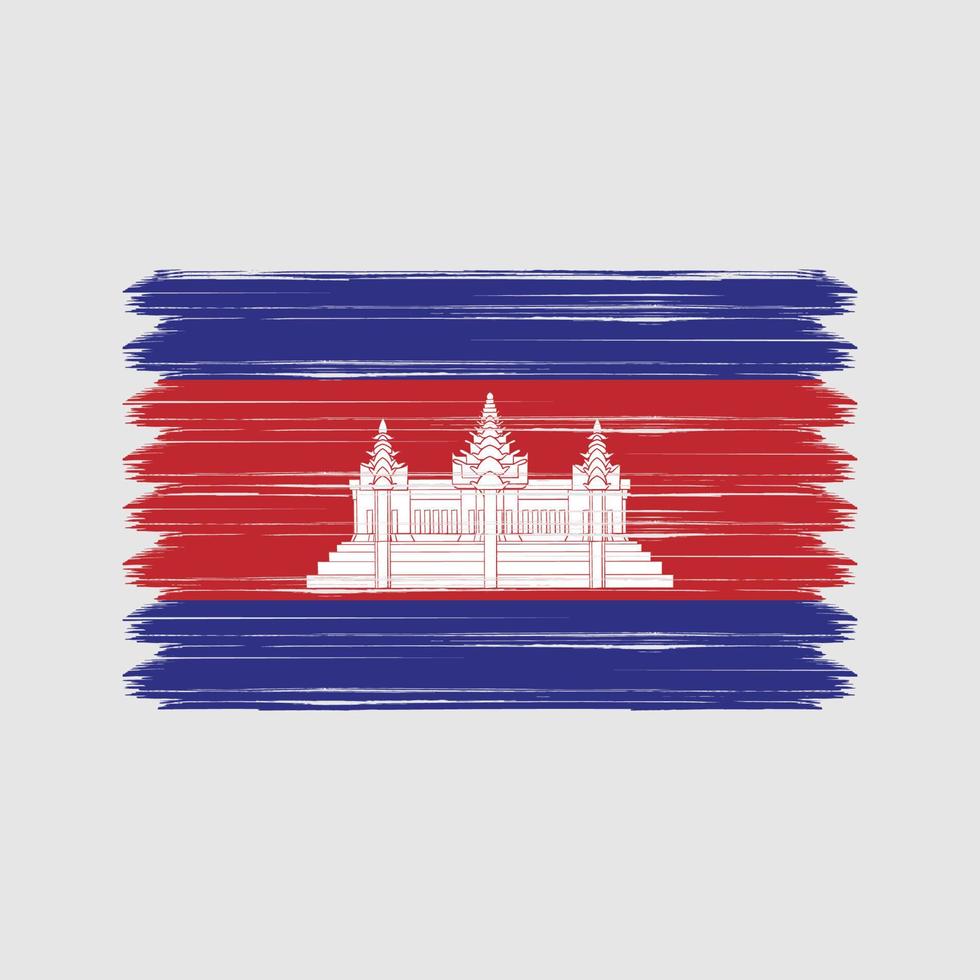 coups de pinceau du drapeau du cambodge. drapeau national vecteur