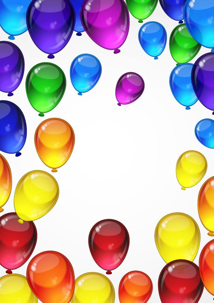 ballons vectoriels festifs colorés sur fond blanc pour la célébration, les vacances, la carte de fête d'anniversaire avec un espace pour votre texte. mise en page a4. vecteur