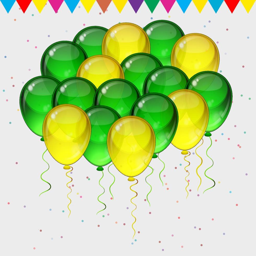 fond de vecteur de fête d'anniversaire - ballons festifs colorés, confettis, rubans volant pour la carte de célébrations sur fond blanc isolé avec un espace pour votre texte.