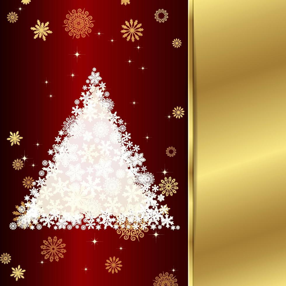 carte de Noël de vecteur avec décor de Noël, flocons de neige sur fond doré et rouge.