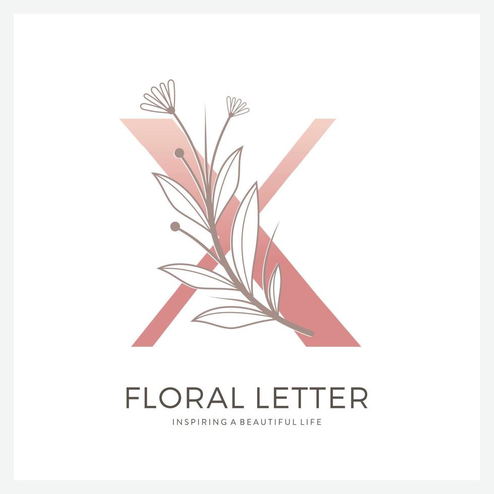 lettre x logo floral adapté à la beauté cosmétique et autre. vecteur