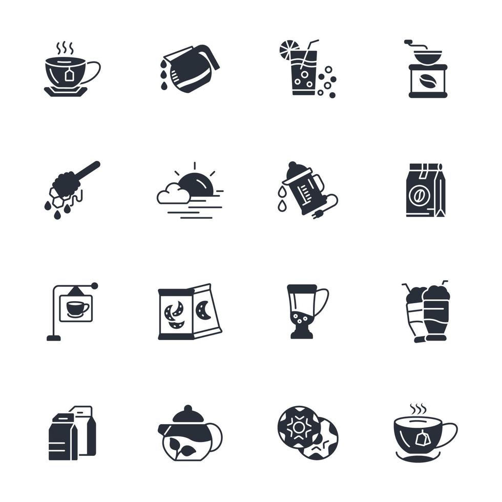 ensemble d'icônes de thé café-restaurant. thé, café, symbole, vecteur, éléments, pour, infographie, web vecteur