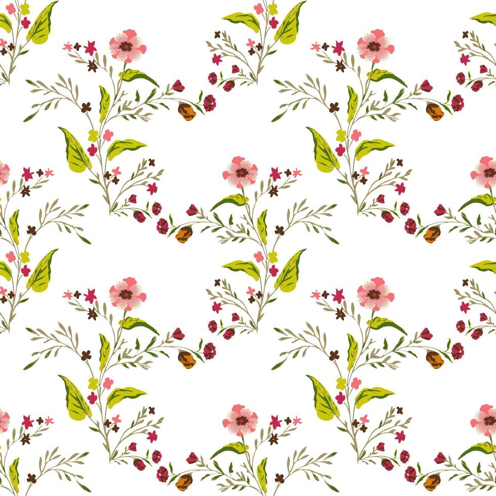 fond d'illustration florale vectorielle continue. conception pour une utilisation sur tout le papier d'emballage d'impression de tissu textile et autres. conception d'impression reproductible de fleur de printemps vintage graphique prêt à imprimer vecteur