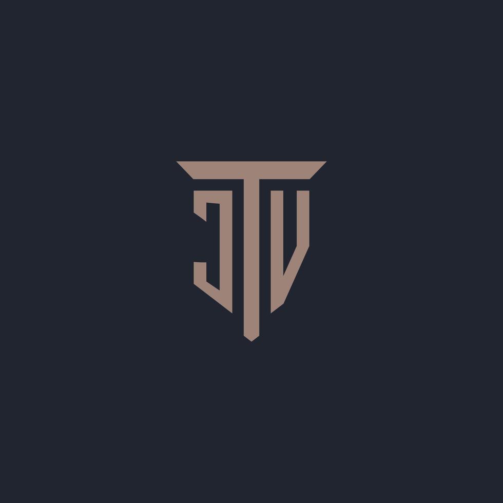 monogramme de logo initial jv avec conception d'icône de pilier vecteur