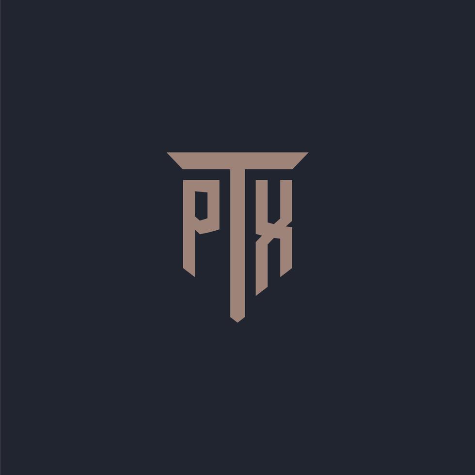 monogramme de logo initial px avec conception d'icône de pilier vecteur