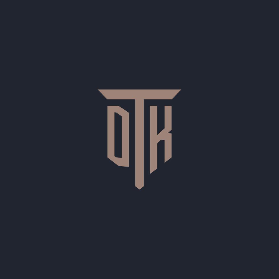monogramme de logo initial dk avec conception d'icône de pilier vecteur