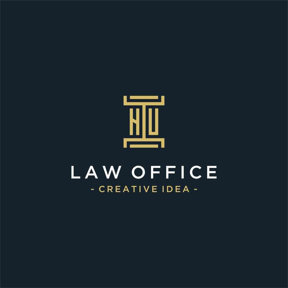 conception de monogramme de logo initial hu pour vecteur juridique, avocat, avocat et cabinet d'avocats