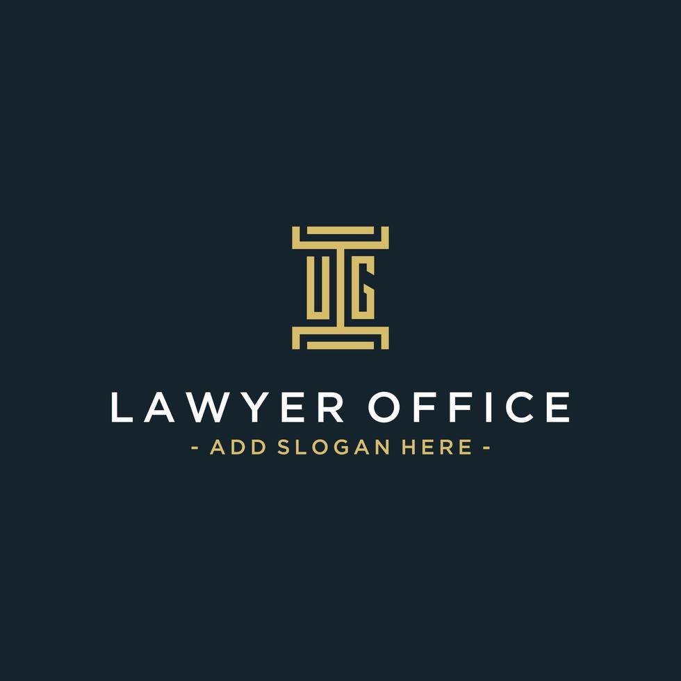 ug création de monogramme de logo initial pour vecteur juridique, avocat, avocat et cabinet d'avocats