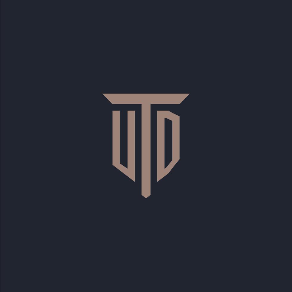 monogramme de logo initial ud avec conception d'icône de pilier vecteur