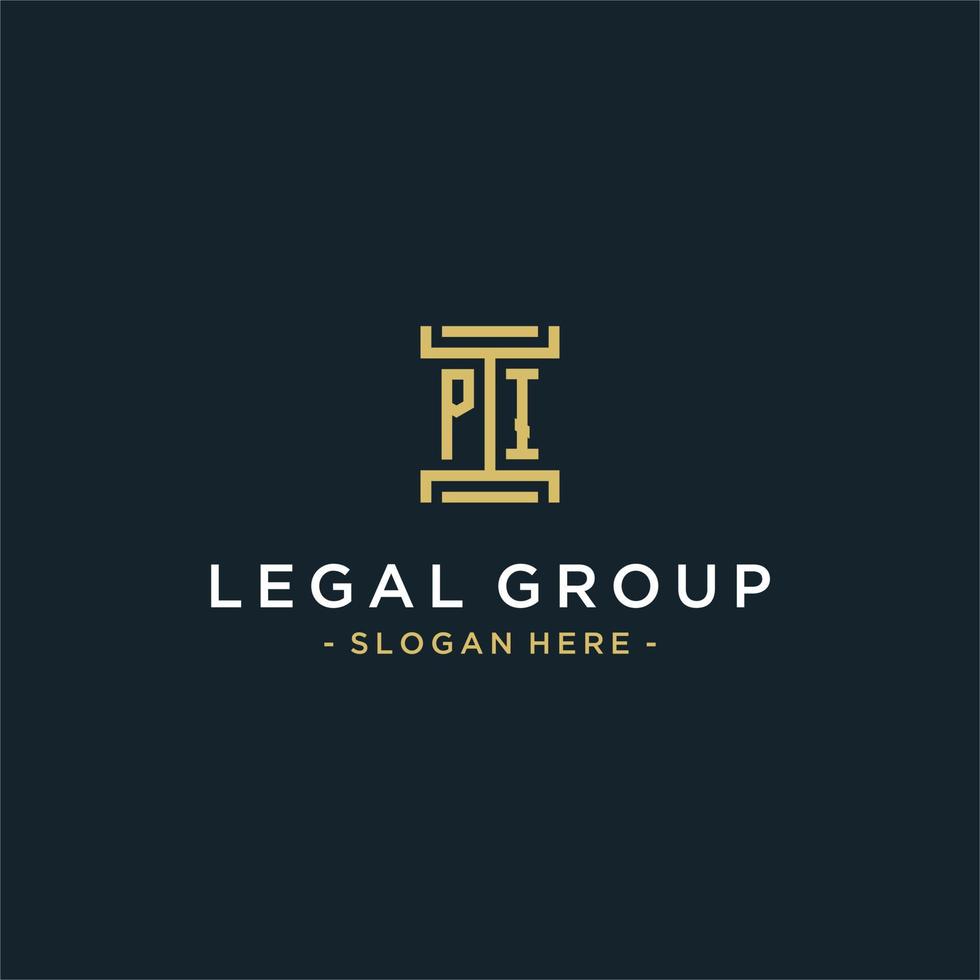 conception de monogramme de logo initial pi pour vecteur juridique, avocat, avocat et cabinet d'avocats