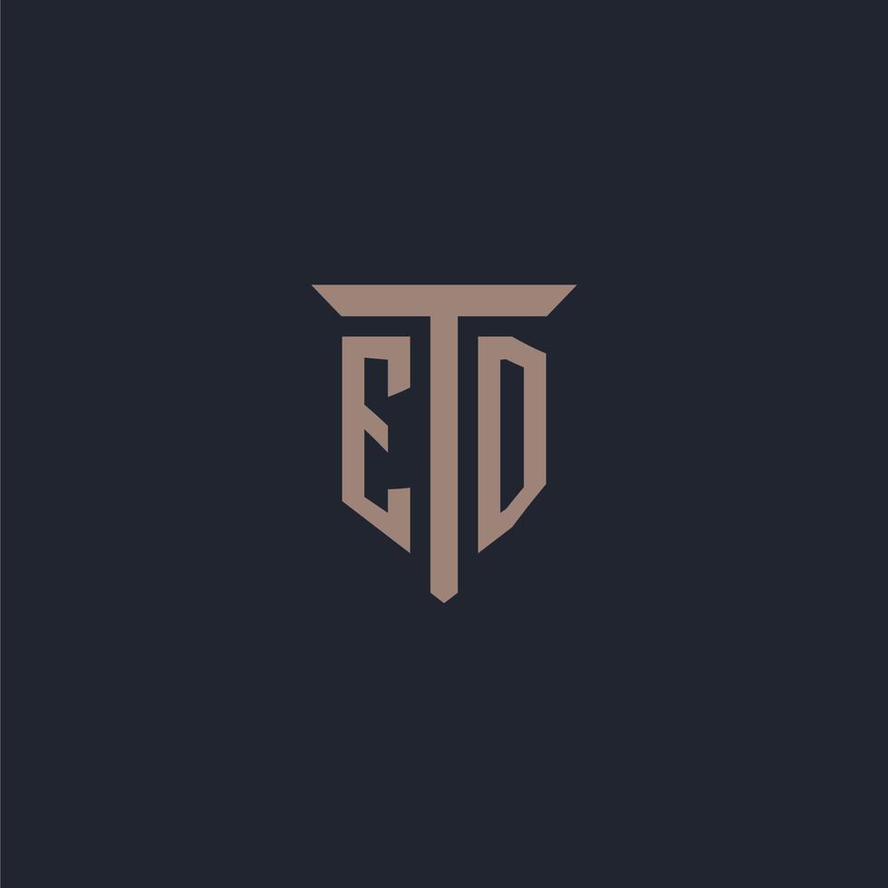 monogramme de logo initial ed avec conception d'icône de pilier vecteur