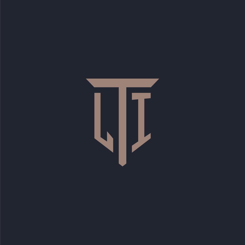 monogramme de logo initial li avec conception d'icône de pilier vecteur