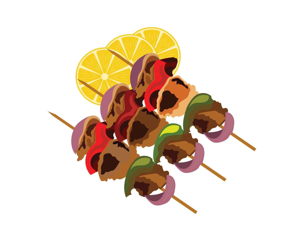 brochettes de poulet tikka illustration vectorielle de cuisine indienne et pakistanaise vecteur