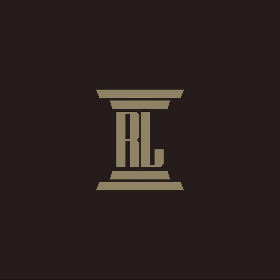 logo initial monogramme rl pour cabinet d'avocats avec conception de pilier vecteur