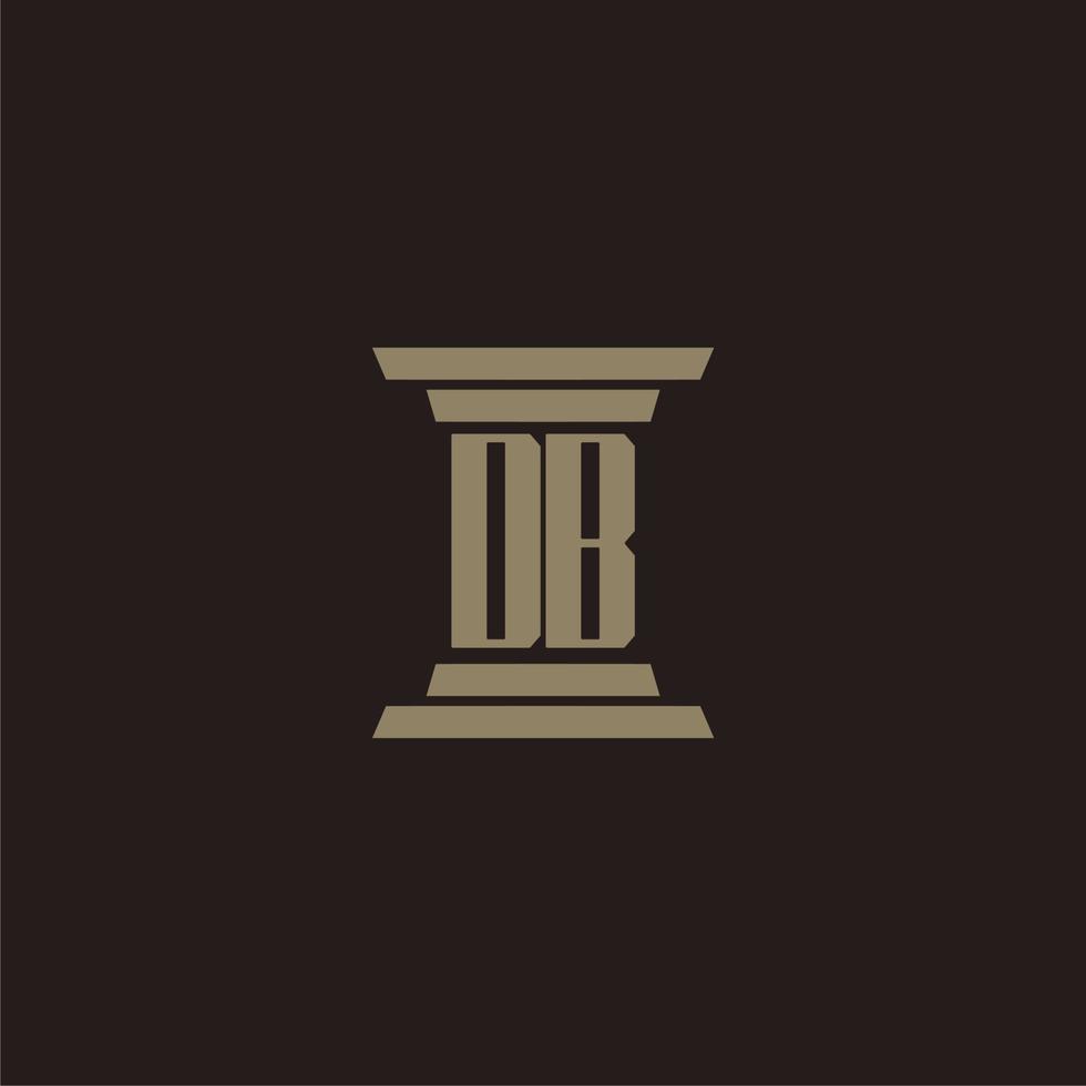 logo initial monogramme db pour cabinet d'avocats avec conception de pilier vecteur