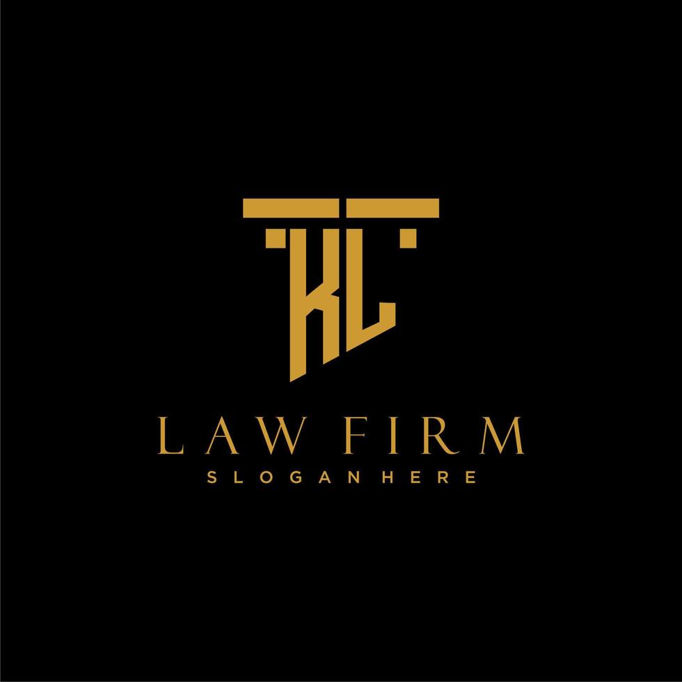 logo initial monogramme kl pour cabinet d'avocats avec conception de pilier vecteur