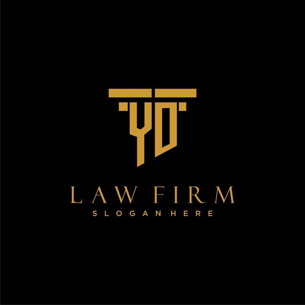 logo initial monogramme yo pour cabinet d'avocats avec conception de pilier vecteur