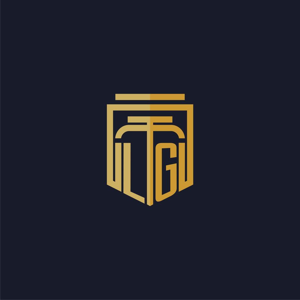 logo monogramme initial lg élégant avec un design de style bouclier pour les jeux de cabinet d'avocats vecteur