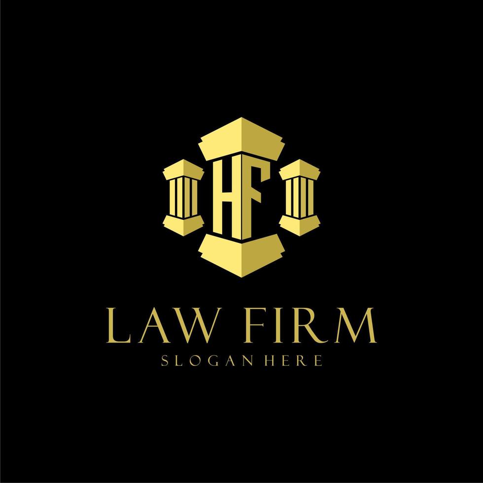 logo monogramme initial hf pour cabinet d'avocats avec conception de pilier vecteur