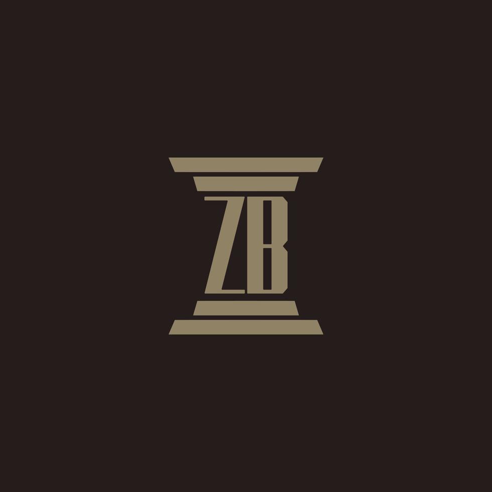 logo initial du monogramme zb pour un cabinet d'avocats avec un design de pilier vecteur