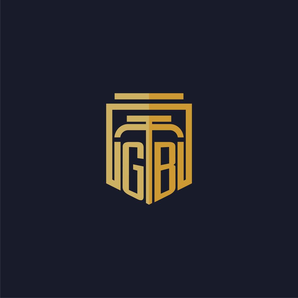 logo monogramme initial gb élégant avec un design de style bouclier pour les jeux de cabinet d'avocats muraux vecteur