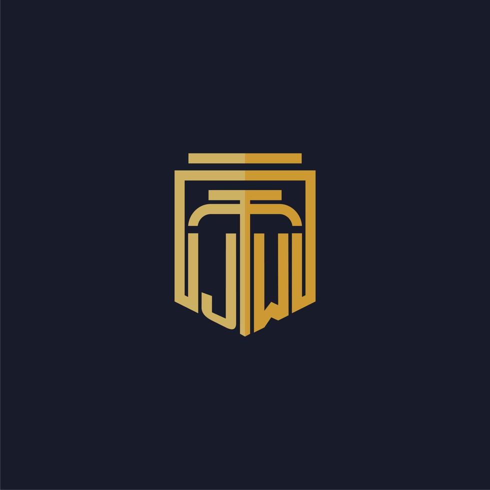 logo monogramme initial jw élégant avec un design de style bouclier pour les jeux de cabinet d'avocats muraux vecteur