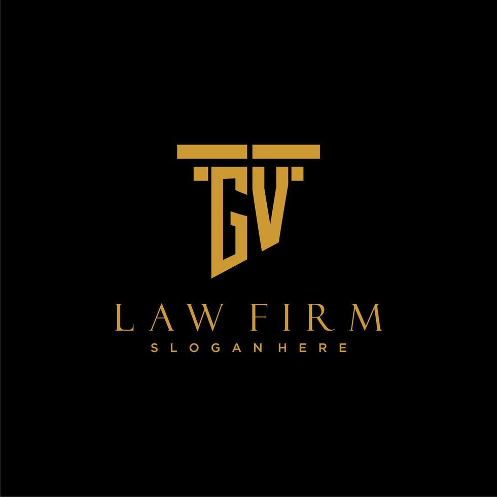 logo initial monogramme gv pour cabinet d'avocats avec conception de pilier vecteur
