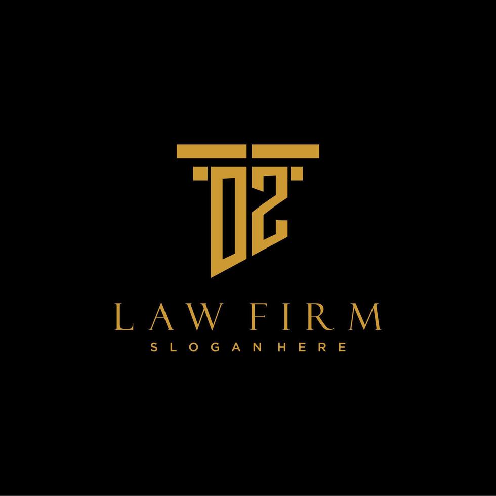 logo initial monogramme oz pour cabinet d'avocats avec conception de pilier vecteur