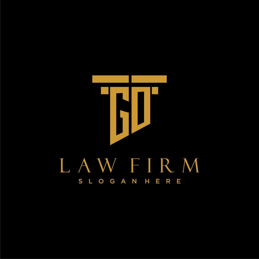 go monogramme logo initial pour cabinet d'avocats avec conception de pilier vecteur