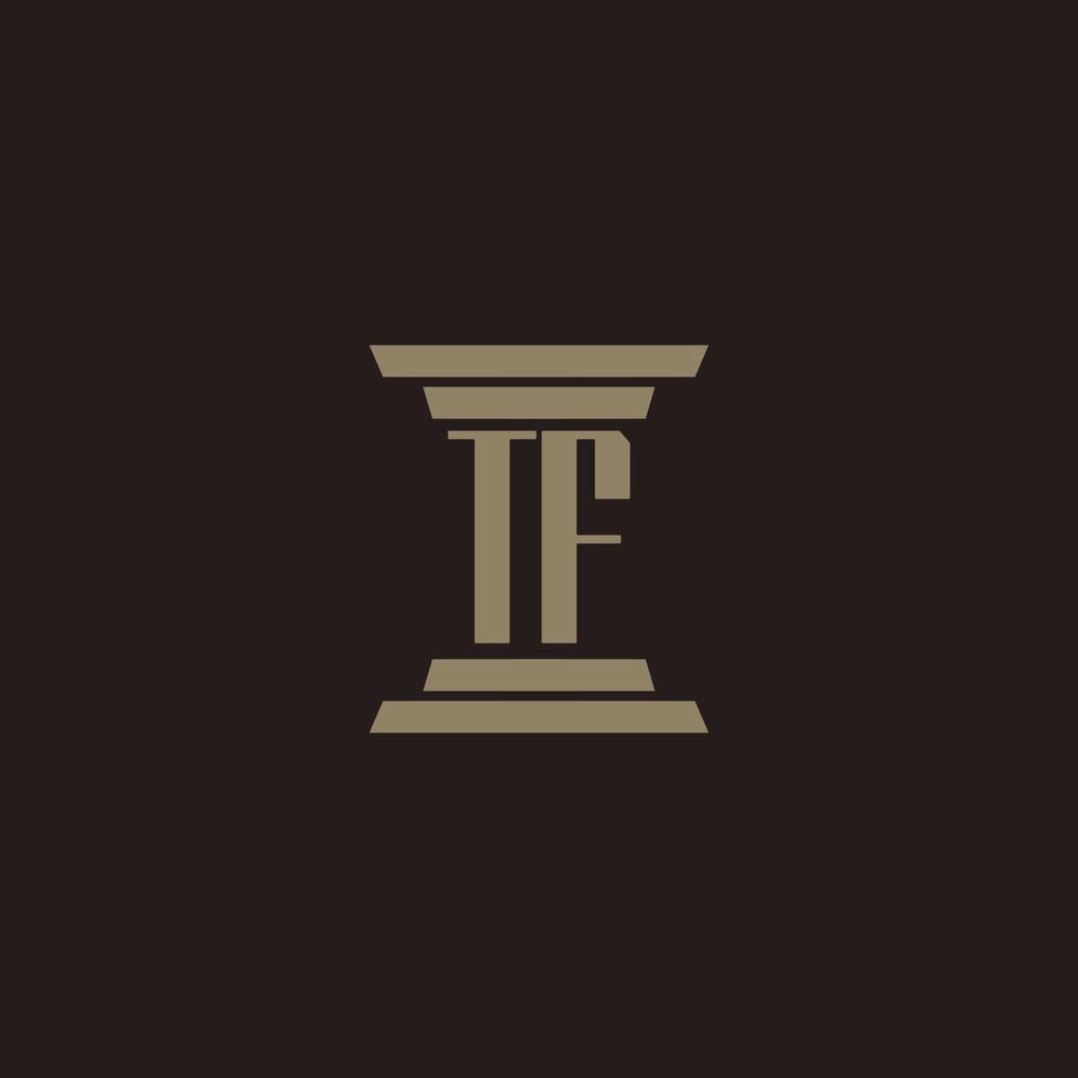 logo initial monogramme tf pour cabinet d'avocats avec conception de pilier vecteur