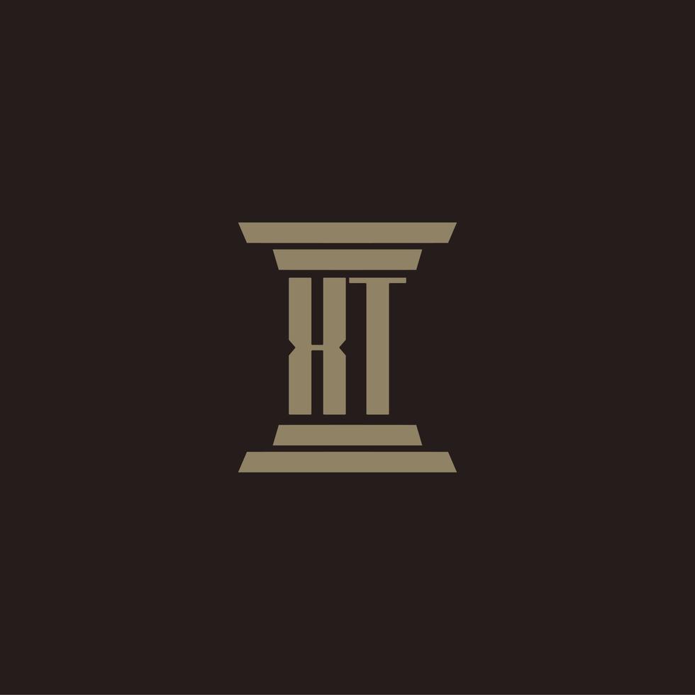 logo initial monogramme xt pour cabinet d'avocats avec conception de pilier vecteur