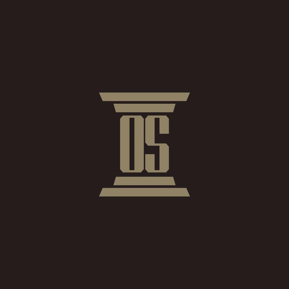 logo initial monogramme os pour cabinet d'avocats avec conception de pilier vecteur