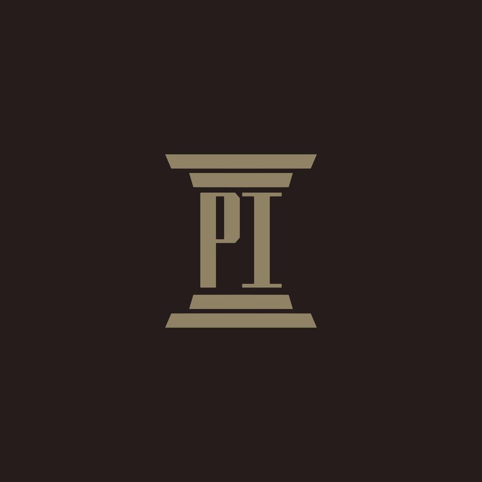 logo initial monogramme pi pour cabinet d'avocats avec conception de pilier vecteur